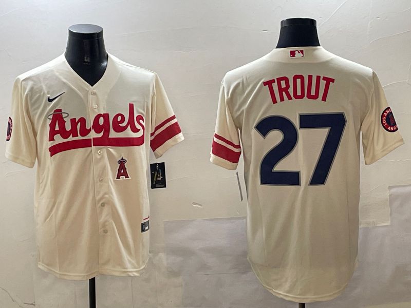 Men Los Angeles Angels #27 Trout Cream City Edition 2025 Nike MLB Jersey style 5